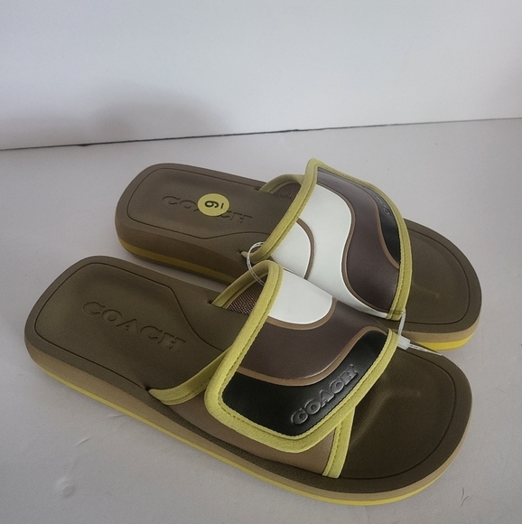 Brand new Coach CA326 Men's Sz 9 Light Surplus Sport Colorblock Slides Sandals - Picture 1 of 6